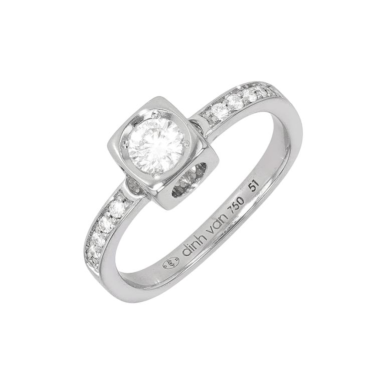 Bague DINH VAN Le Cube Diamant petit modèle or blanc 3.23g Comme neuf -  reconditionné disponible sur Gemme Les Bijoux